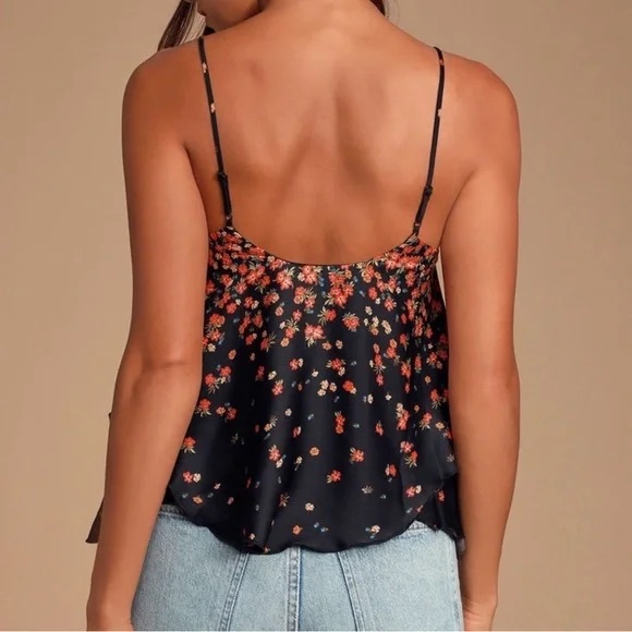 Free People Intimately Let Me Love Asymmetrical Floral Tank Top Women’s XS Black - Picture 4 of 12